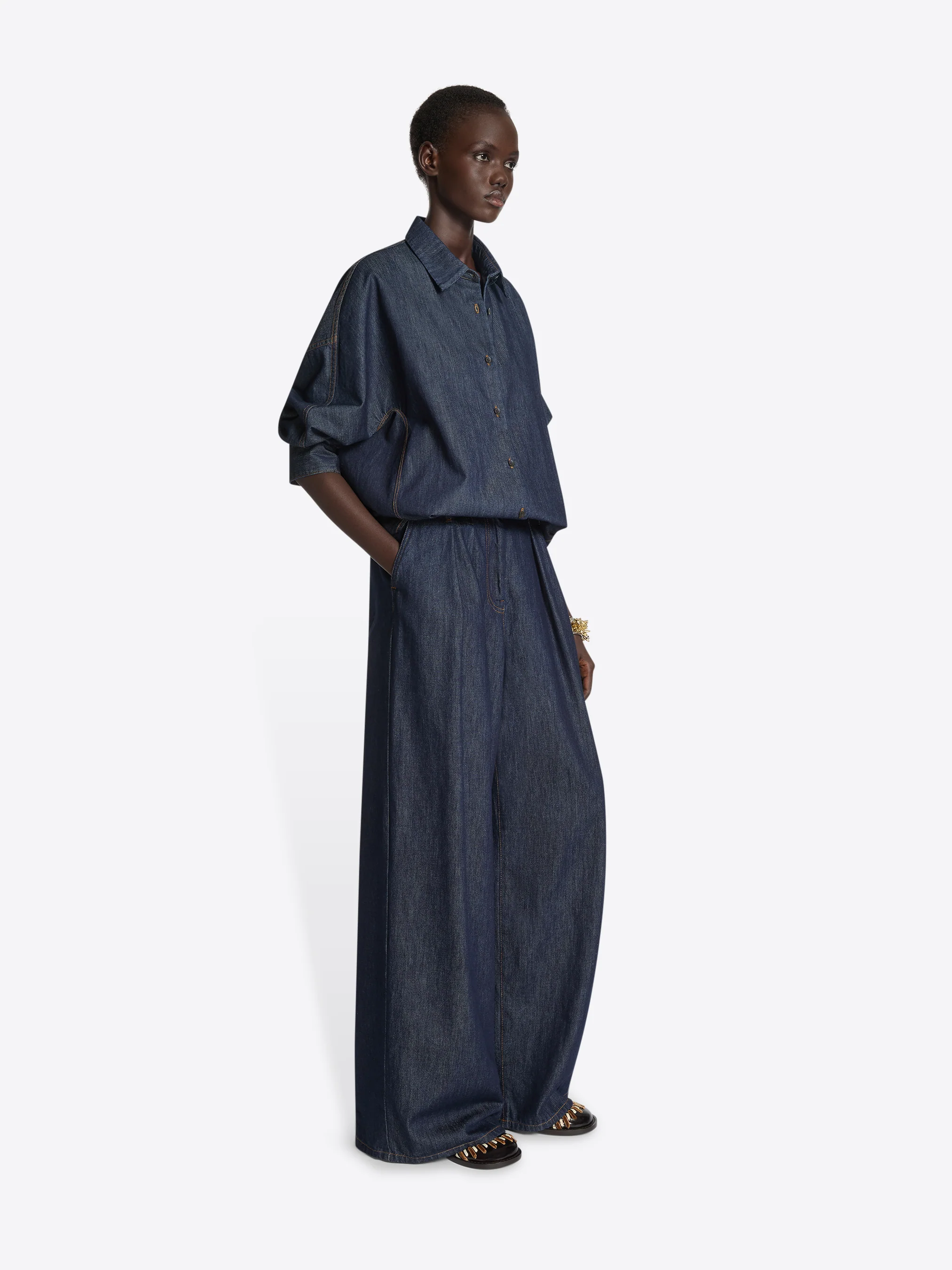 Wide pleated jeans - Image 3