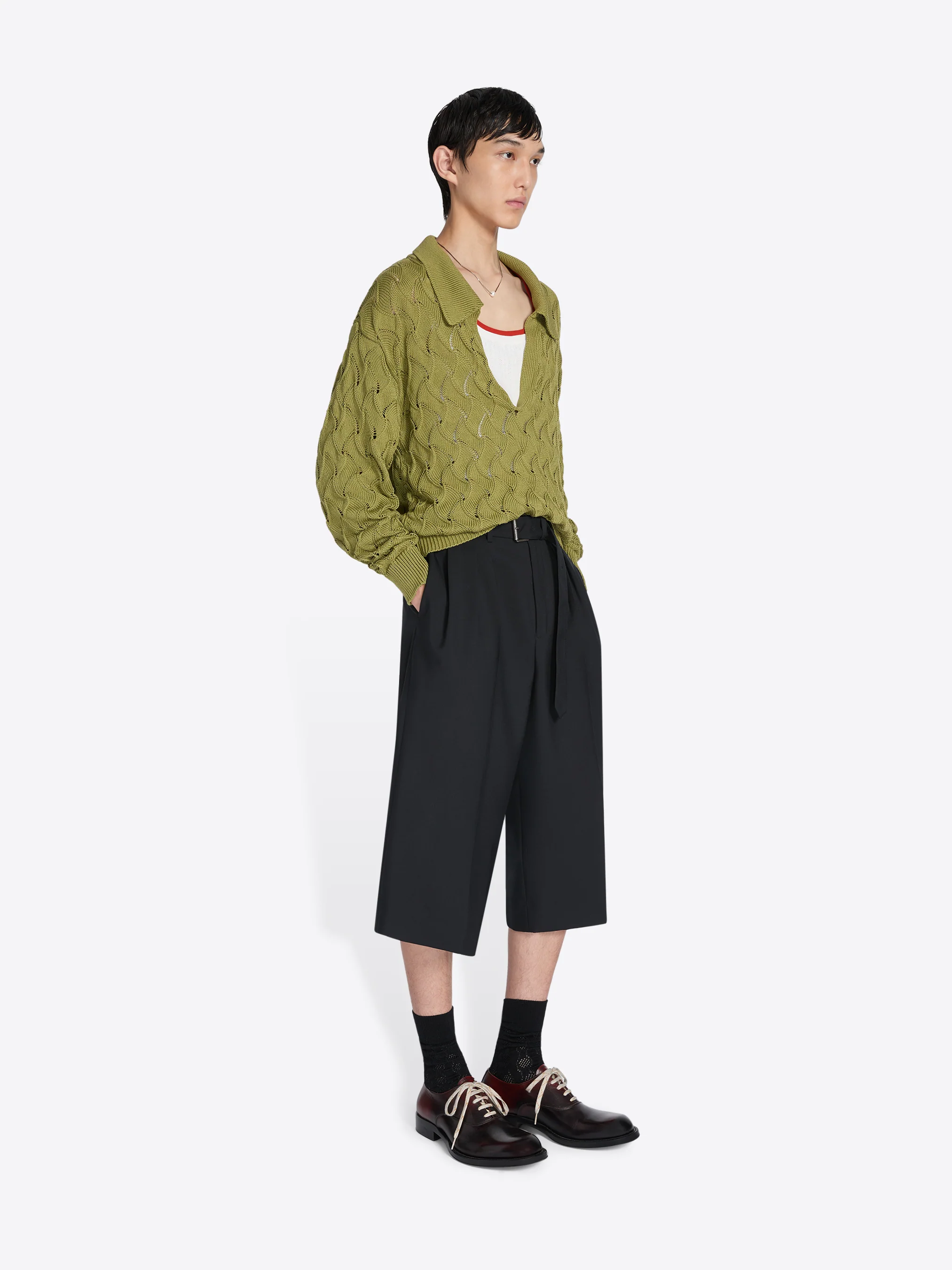 Lace stitch polo sweater - Image 3