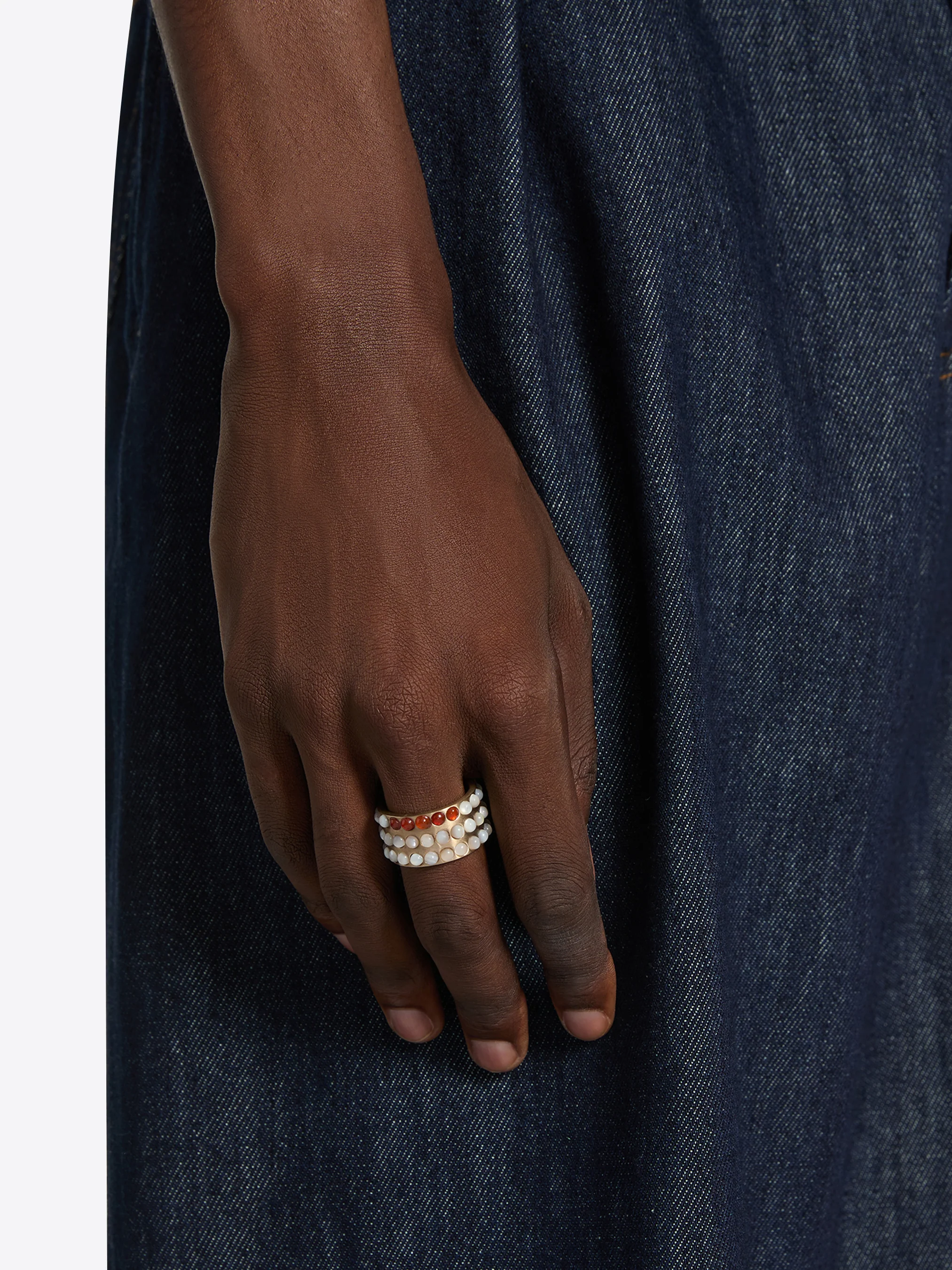Layered stone band ring - Image 2